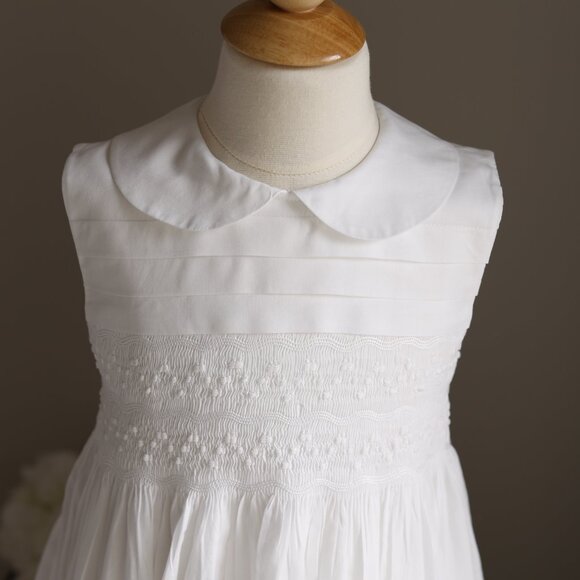 Strasburg White Smocked Heirloom Sleeveless Dress Flower Girl RARE FIND NWOT - Picture 2 of 7